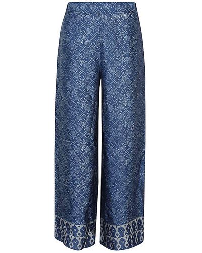 OBIDI Printed Silk Trousers - Blue