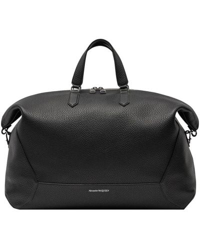 Alexander McQueen Leather Closure With Zip Travel Bags - Black