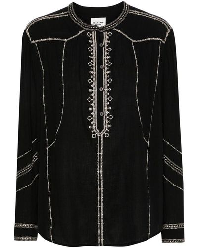 Isabel Marant Pelson Embroidered Cotton Blouse - Black