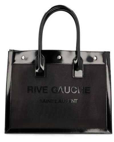 Saint Laurent Rive Gauche Small Mesh & Leather Tote - Black