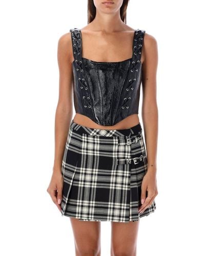 Alessandra Rich Patent Leather Bustier Top - Black