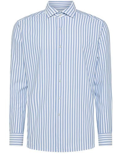 Xacus Striped Pattern Shirt - Blue