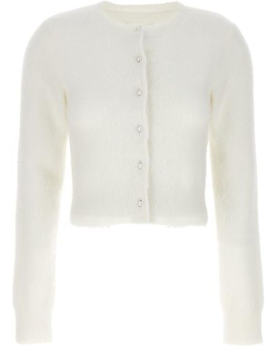 Maison Margiela Pearl Buttons Cardigan Sweater, Cardigans - White