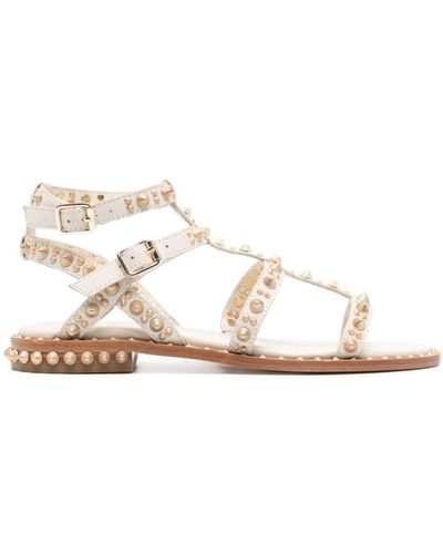 Ash Pepsy Studded Leather Sandals - Natural