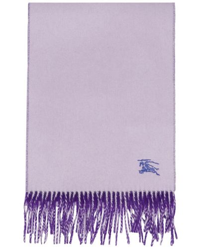 Burberry Cashmere Scarf With Fringes - Purple