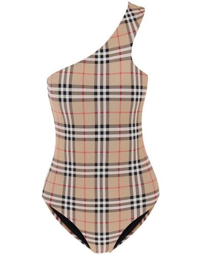 Burberry Check One-shoulder One-piece Swimsuit - Multicolor