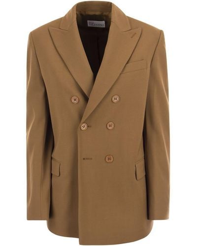 RED Valentino Viscose And Wool Double-breasted Jacket - Brown