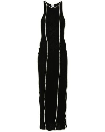 Nanushka Wanda Long Dress With Visible Stitching - Black