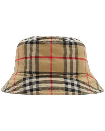 Burberry Vintage Check Cotton Bucket Hat - Natural
