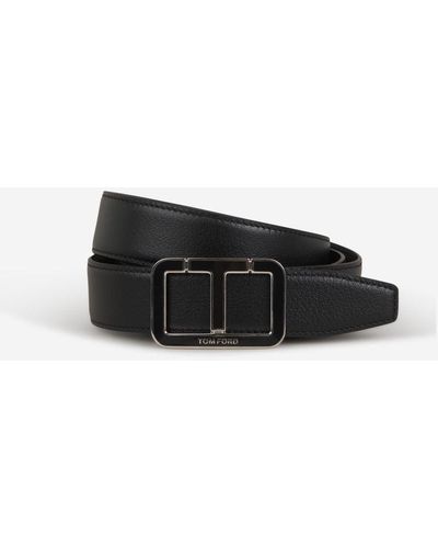 Tom Ford Leather T Belt - Black