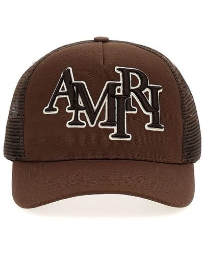 Amiri Staggered Logo Hats - Brown