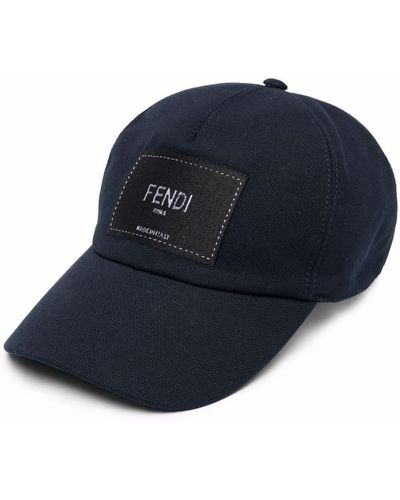 Fendi Logo-patch Cotton Cap - Blue