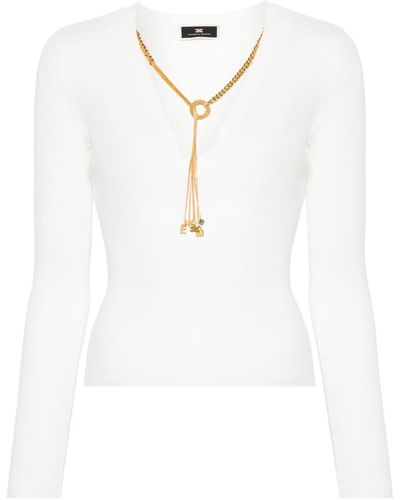 Elisabetta Franchi Sweater With Necklace - White