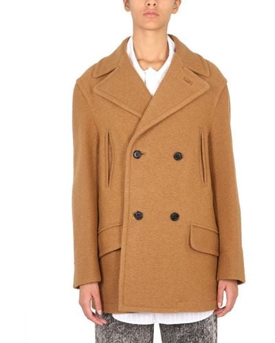 Marni Double-Breasted Coat - Natural
