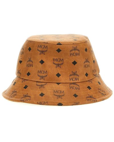MCM Logo Print Bucket Hat Hats - Brown