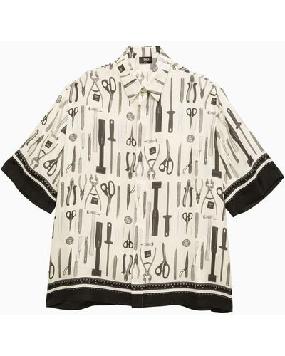 Fendi Over Shirt With Print - Natural