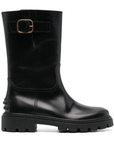 Tod's Biker Boots In Leather - Black