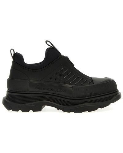 Alexander McQueen Chunky Sole Canvas Zip Up Trainers - Black