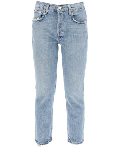 Agolde High-Waisted Straight Cropped Jeans - Blue