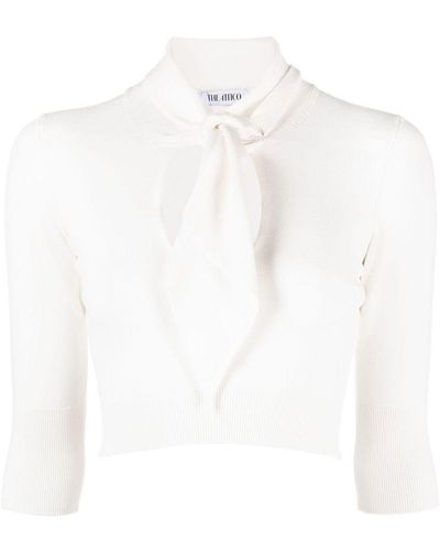 The Attico Pussybow Cut-out Knitted Top - White