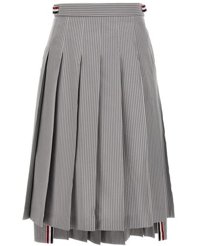 Thom Browne Pleated Midi Skirt Skirts - Grey