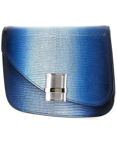 Ferragamo 'Fiamma' Small Shoulder Bag - Blue