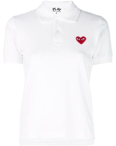 Comme des Garçons Logo Cotton Polo Shirt - White