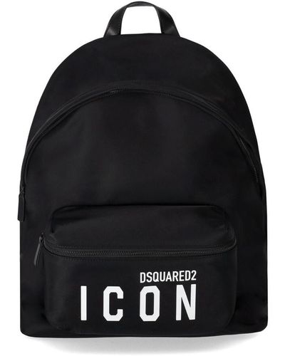 DSquared² Logo-Print Pocket Backpack - Black