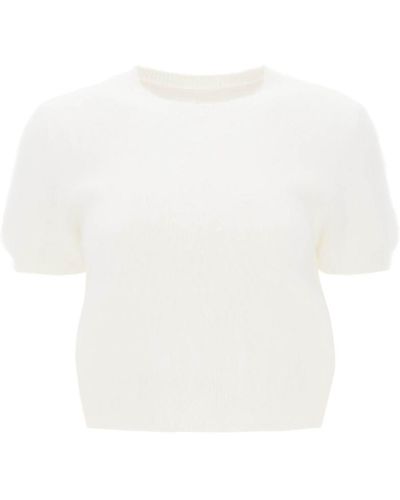 Maison Margiela Angora Wool Short-sleeved Top - White