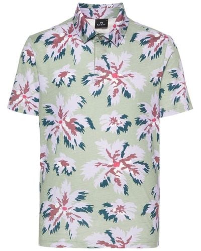 PS by Paul Smith Floral-print Cotton Polo Shirt - Grey