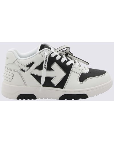 Off-White c/o Virgil Abloh Black And White Leather Out Office Trainers - Metallic