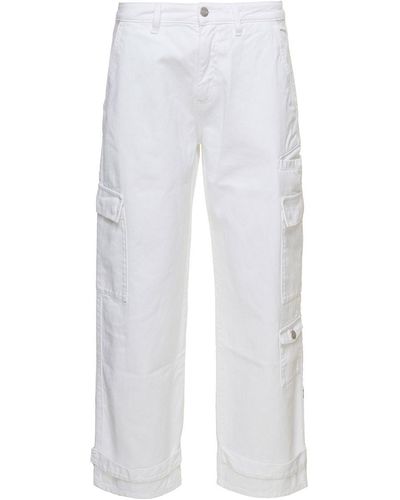 ICON DENIM 'miki' White Jeans With Patch And Welt Pockets In Cotton Denim Woman