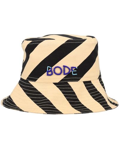 Bode Domino Stripe Bucket Hat - White