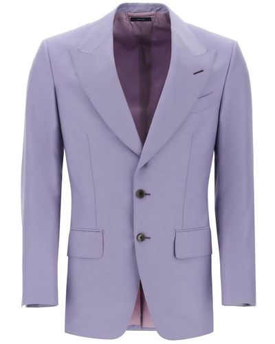 Tom Ford Atticus Wool And Silk Blend Blazer - Purple