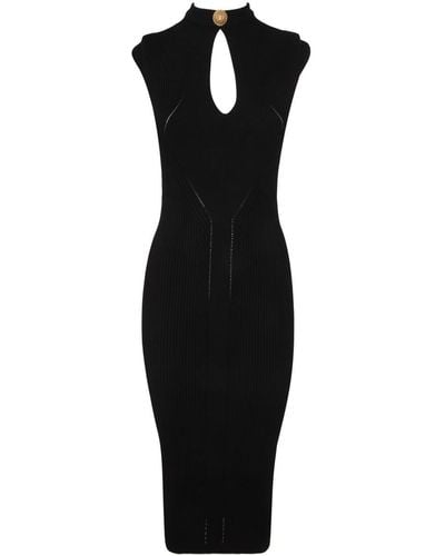 Balmain Sleeveless Knitted Midi Dress Clothing - Black
