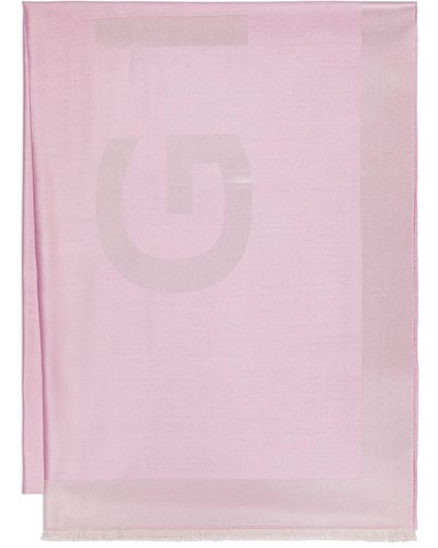 Givenchy Bicolor Silk And Wool Scarf With Lettering Logo - Pink