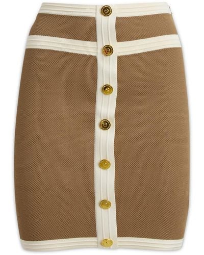 Elisabetta Franchi Two Tone High-waisted Mini Skirt - Brown