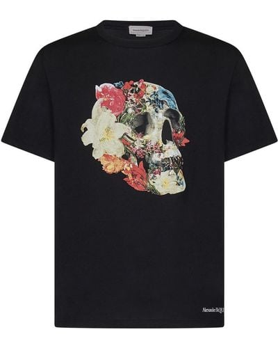 Alexander McQueen Floral Skull T-Shirt - Black