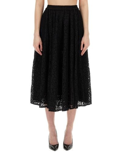 MICHAEL Michael Kors Lace Longuette Skirt - Black