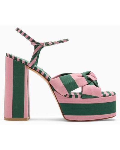 Castañer Castañer Green/pink High Sandal With Platform - White
