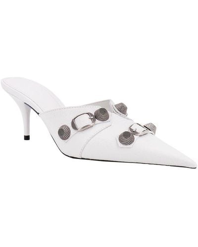 Balenciaga Cagole 80mm Pointed Mules - White