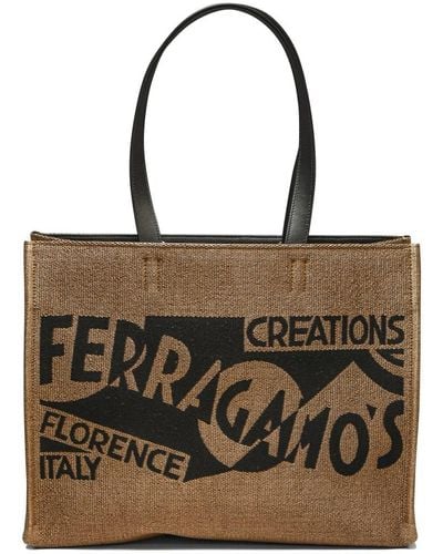 Ferragamo Tote Bag With Logo - Brown