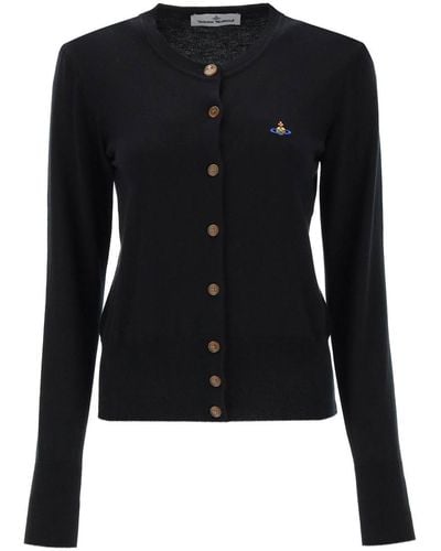 Vivienne Westwood Bea Cardigan With Logo Embroidery - Black