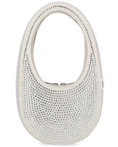 Coperni Crystal-Embellished Mini Swipe Handbag - White