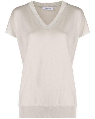 Fabiana Filippi Cotton V Neck Sweater - White