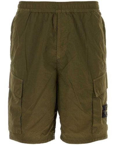 Green stone island shorts sale