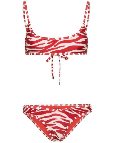 The Attico Zebra Print Bikini Set - Red
