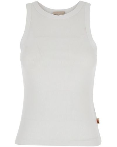 Semicouture Ribbed Tank Top With U Neckline - White