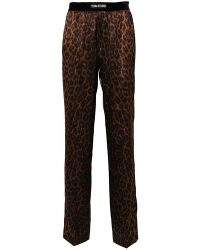 Tom Ford Leopard Print Pajama Pants - Brown