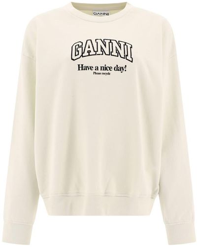 Ganni "Have A Nice Day" Sweatshirt - White